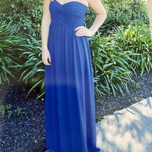 Size XS Royal Blue Strapless Prom Dress Minuet